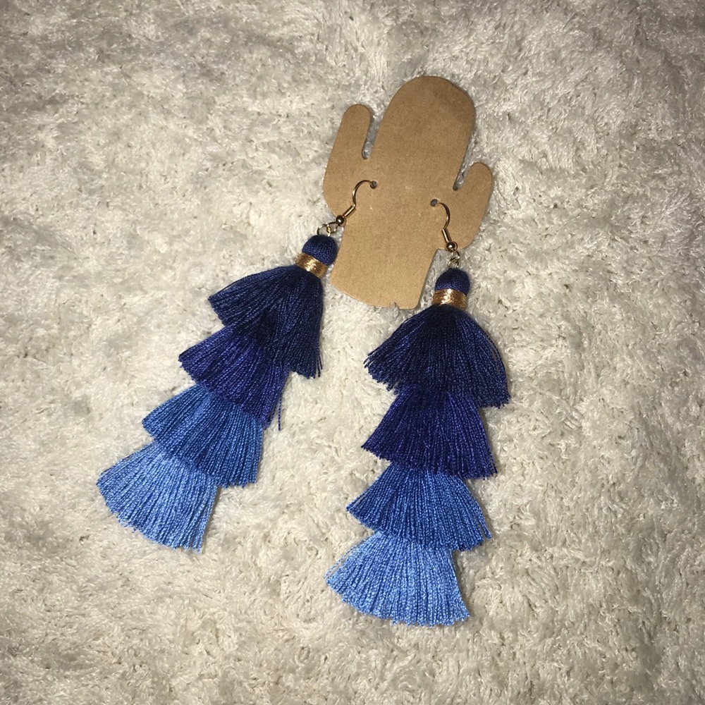 SOLD - Blue ombré Tassel earrings